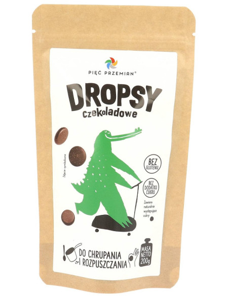 DROPSY CZEKOLADOWE BEZ DODATKU CUKRÓW BEZGLUTENOWE 200 g - PIĘĆ PRZEMIAN