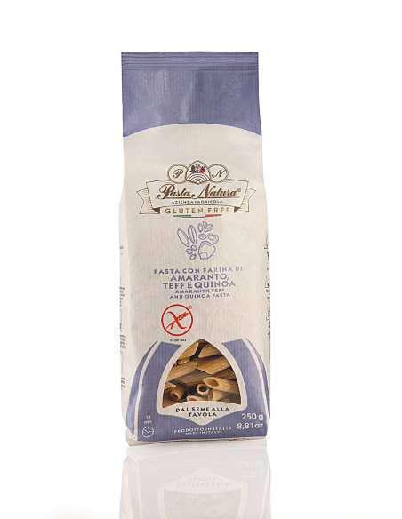 MAKARON (KUKURYDZIANO - RYŻOWY Z AMARANTUSEM, TEFF I QUINOA) PENNE BEZGLUTENOWY 250 g - PASTA NATURA