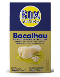 DORSZ Z CZOSNKIEM W OLIWIE Z OLIWEK EXTRA VIRGIN 120 g (80 g) - BOM PETISCO