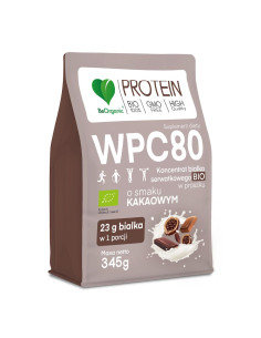BIAŁKO SERWATKOWE O SMAKU KAKAOWYM (KONCENTRAT WPC 80) BEZ DODATKU CUKRÓW BIO 345 g - BE ORGANIC