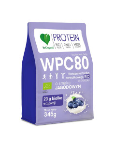 BIAŁKO SERWATKOWE O SMAKU JAGODOWYM (KONCENTRAT WPC 80) BEZ DODATKU CUKRÓW BIO 345 g - BE ORGANIC