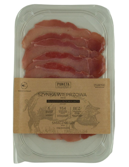 SZYNKA WIEPRZOWA DOJRZEWAJĄCA PLASTRY BEZGLUTENOWA 65 g - PAWĘTA