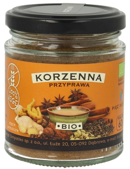 PRZYPRAWA KORZENNA BEZGLUTENOWA BIO 60 g - PIĘĆ PRZEMIAN