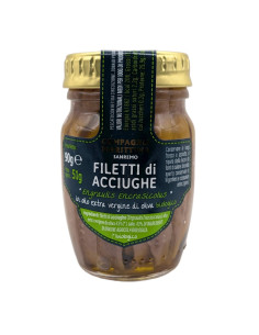 ANCHOIS (SARDELE) FILETY W BIO OLIWIE Z OLIWEK EXTRA VIRGIN 90 g (51 g) (SŁOIK) - COMPAGNIA MEDITERRANEA