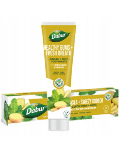 PASTA DO ZĘBÓW ŚWIEŻY ODDECH Z IMBIREM I MIĘTĄ BEZ FLUORU 100 ml - DABUR
