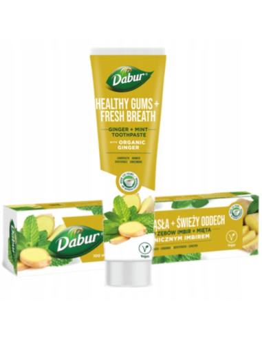 PASTA DO ZĘBÓW ŚWIEŻY ODDECH Z IMBIREM I MIĘTĄ BEZ FLUORU 100 ml - DABUR