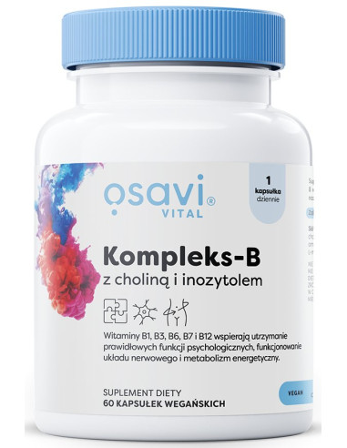 WITAMINA B + CHOLINA + INOZYTOL BEZGLUTENOWA 60 KAPSUŁEK - OSAVI