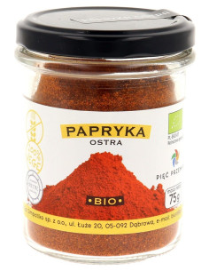 PAPRYKA OSTRA MIELONA BEZGLUTENOWA BIO 75 g - PIĘĆ PRZEMIAN