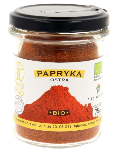 PAPRYKA OSTRA MIELONA BEZGLUTENOWA BIO 75 g - PIĘĆ PRZEMIAN