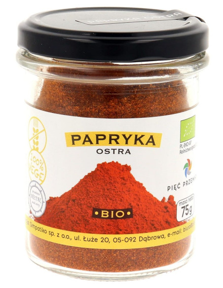 PAPRYKA OSTRA MIELONA BEZGLUTENOWA BIO 75 g - PIĘĆ PRZEMIAN