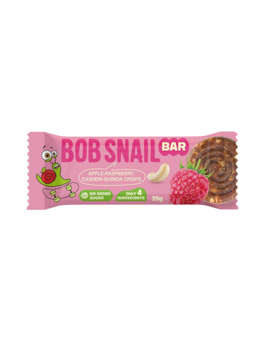 BATON JABŁKO - MALINA - ORZECHY NERKOWCA BEZ DODATKU CUKRÓW 35 g - BOB SNAIL