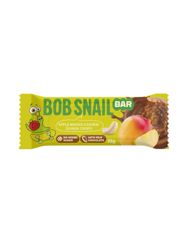 BATON JABŁKO - MANGO - ORZECHY NERKOWCA BEZ DODATKU CUKRÓW 35 g - BOB SNAIL