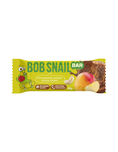 BATON JABŁKO - MANGO - ORZECHY NERKOWCA BEZ DODATKU CUKRÓW 35 g - BOB SNAIL