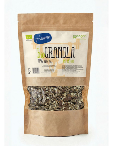 GRANOLA PROTEINOWA BEZ DODATKU CUKRÓW BIO 320 g - PAPAGRIN
