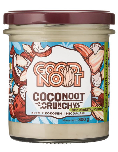 KREM MIGDAŁOWO - KOKOSOWY CRUNCHY BEZ DODATKU CUKRÓW BEZGLUTENOWY 300 g - GOOD NOOT