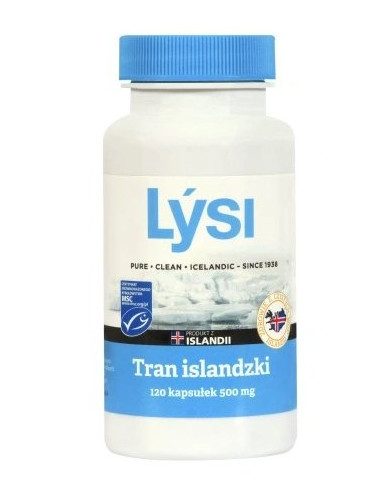 TRAN ISLANDZKI MSC OMEGA-3 (500 mg) 120 KAPSUŁEK - LYSI