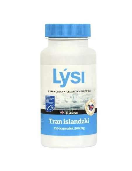 TRAN ISLANDZKI MSC OMEGA-3 (500 mg) 120 KAPSUŁEK - LYSI