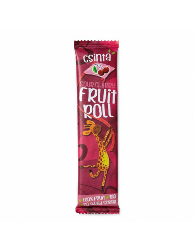 PRZEKĄSKA ROLL JABŁKO - WIŚNIA BEZ DODATKU CUKRÓW BEZGLUTENOWA BIO 12 g - CSINTA