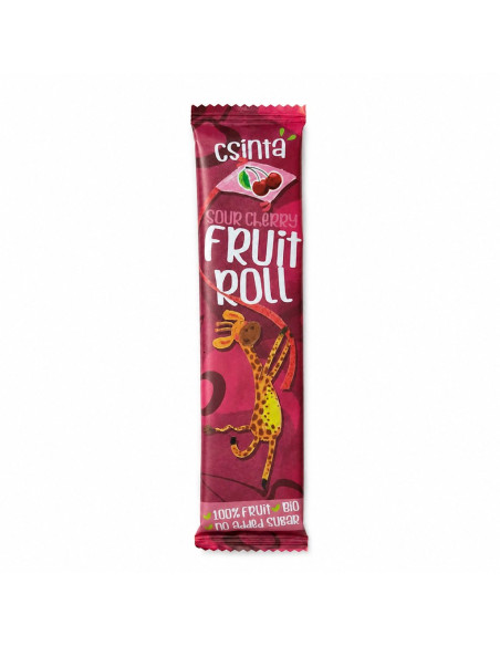 PRZEKĄSKA ROLL JABŁKO - WIŚNIA BEZ DODATKU CUKRÓW BEZGLUTENOWA BIO 12 g - CSINTA