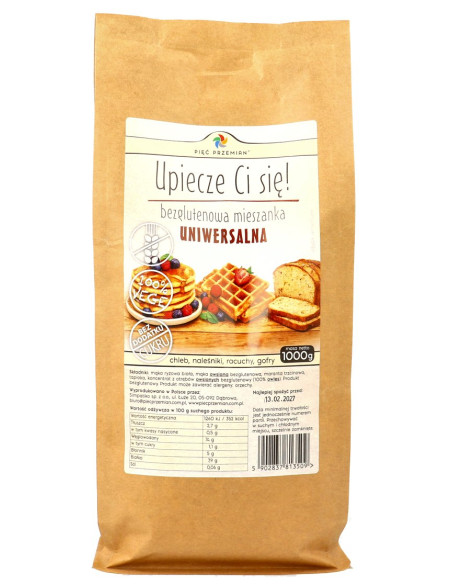 MIESZANKA UNIWERSALNA BEZ DODATKU CUKRÓW BEZGLUTENOWA 1 kg - PIĘĆ PRZEMIAN