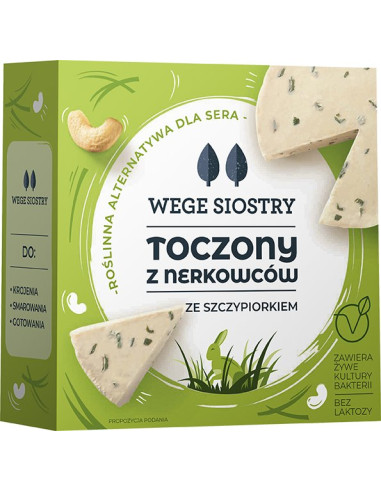 WEGAŃSKA ALTERNATYWA SERA Z ORZECHÓW NERKOWCA ZE SZCZYPIORKIEM BEZGLUTENOWA 140 g - WEGE SIOSTRY