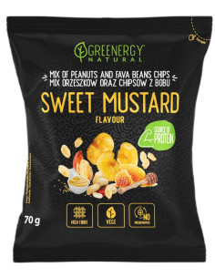 MIESZANKA PROTEINOWA ORZESZKÓW I CHIPSÓW Z BOBU SŁODKA MUSZTARDA 70 g - GREENERGY