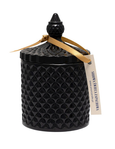ŚWIECA SOJOWA ZAPACHOWA W KRYSZTALE CZARNYM ZŁOTY BURSZTYN 250 ml - YOUR CANDLE