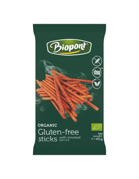 PALUSZKI O SMAKU PAPRYKI WĘDZONEJ BEZGLUTENOWE BIO 45 g - BIOPONT
