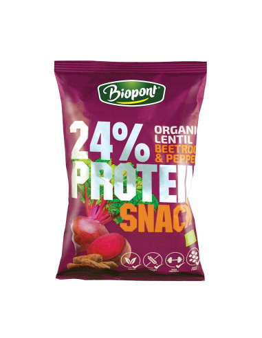 CHRUPKI PROTEINOWE O SMAKU BURAKA Z PIEPRZEM BEZGLUTENOWE BIO 50 g - BIOPONT