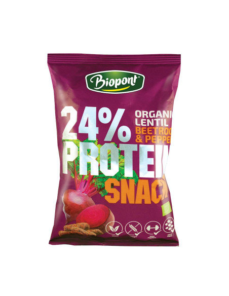CHRUPKI PROTEINOWE O SMAKU BURAKA Z PIEPRZEM BEZGLUTENOWE BIO 50 g - BIOPONT