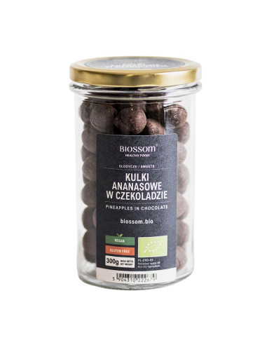KULKI ANANASOWE W CZEKOLADZIE BEZGLUTENOWE BIO 300 g - BIOSSOM