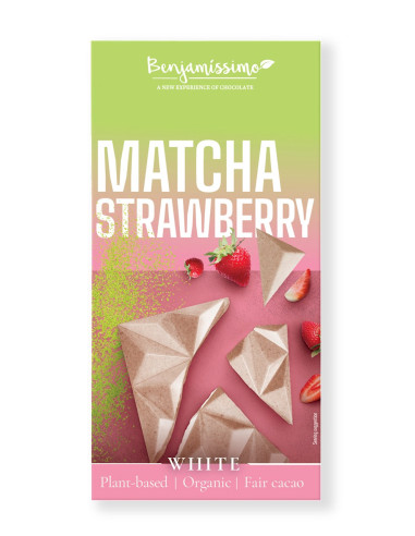 TABLICZKA KAKAOWA HERBATA MATCHA - TRUSKAWKA BEZGLUTENOWA BIO 60 g - BENJAMISSIMO
