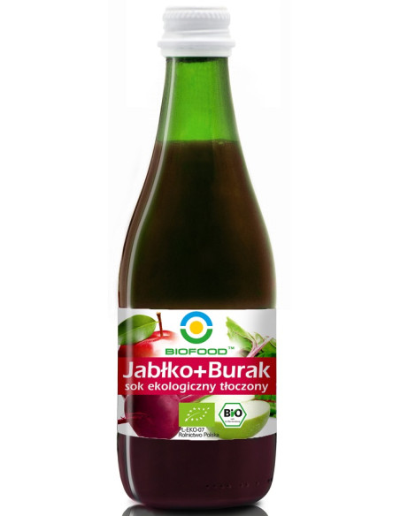 SOK JABŁKO - BURAK NFC BEZGLUTENOWY BIO 300 ml - BIOFOOD