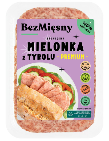 MIELONKA TYROLSKA ROŚLINNA PLASTRY 100 g - BEZMIĘSNY