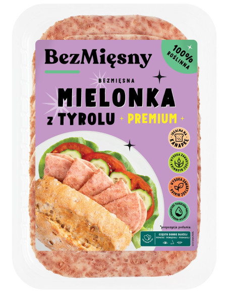 MIELONKA TYROLSKA ROŚLINNA PLASTRY 100 g - BEZMIĘSNY
