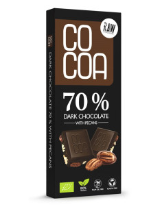 CZEKOLADA CIEMNA 70 % Z ORZECHAMI PEKAN BIO 40 g - COCOA