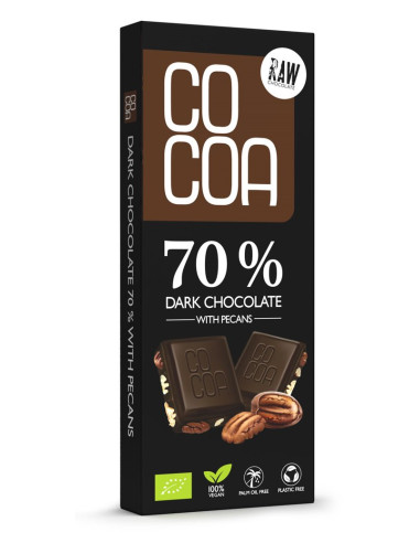 CZEKOLADA CIEMNA 70 % Z ORZECHAMI PEKAN BIO 40 g - COCOA