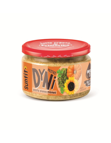 PASTA SŁONECZNIKOWA Z PESTKAMI DYNI BEZGLUTENOWA 180 g - PRIMAVIKA