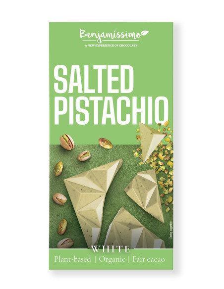 TABLICZKA KAKAOWA PISTACJE - SÓL HIMALAJSKA BEZGLUTENOWA BIO 60 g - BENJAMISSIMO
