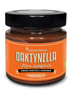 KREM KOKOS - DAKTYLE MEDJOOL - POMARAŃCZA BEZGLUTENOWY BIO 190 g - ORGANICHOUSE (DAKTYNELLA)