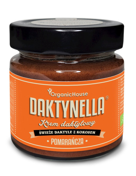 KREM KOKOS - DAKTYLE MEDJOOL - POMARAŃCZA BEZGLUTENOWY BIO 190 g - ORGANICHOUSE (DAKTYNELLA)