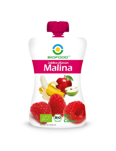 MUS JABŁKO - BANAN - MALINA BEZ DODATKU CUKRÓW BEZGLUTENOWY BIO 200 g - BIOFOOD