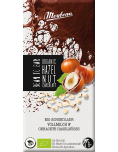 CZEKOLADA MLECZNA Z ORZECHAMI LASKOWYMI BIO 80 g - MEYBONA