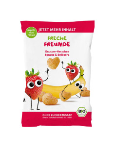 CHRUPKI KUKURYDZIANE BANANOWO - TRUSKAWKOWE BEZ DODATKU CUKRÓW OD 1 ROKU BIO 30 g - FRECHE FREUNDE