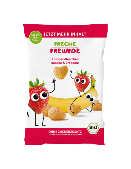CHRUPKI KUKURYDZIANE BANANOWO - TRUSKAWKOWE BEZ DODATKU CUKRÓW OD 1 ROKU BIO 30 g - FRECHE FREUNDE
