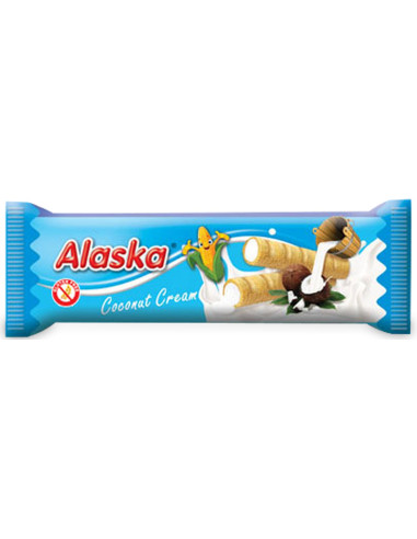 RURKI KUKURYDZIANE Z KREMEM O SMAKU KOKOSOWYM BEZGLUTENOWE 18 g - ALASKA