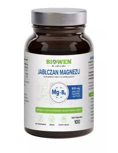 JABŁCZAN MAGNEZU + WITAMINA B6 100 KAPSUŁEK - BIOWEN
