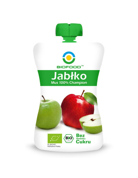 MUS JABŁKOWY 100 % CHAMPION BEZ DODATKU CUKRÓW BEZGLUTENOWY BIO 200 g - BIOFOOD
