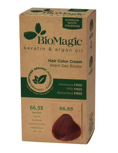 FARBA DO WŁOSÓW GŁĘBOKA CZERWIEŃ (66.55) 250 g - BIOMAGIC