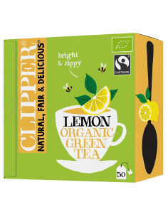 HERBATA ZIELONA Z CYTRYNĄ FAIR TRADE BIO (50 x 1,85 g) 92,5 g - CLIPPER
